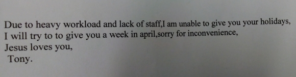 Holiday request....answer.
