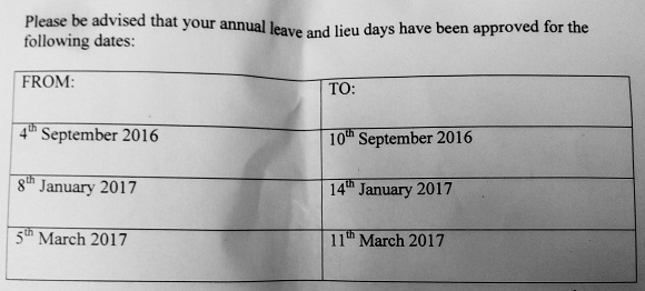 Holiday plan