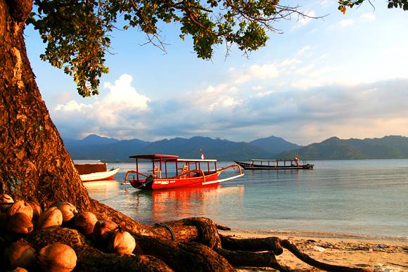 Gili Air, v pozad ostrov Lombok