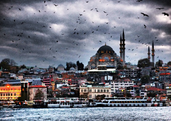 Istanbul, pohled z mostu Galata