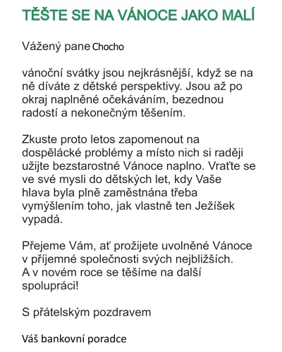 Vnon dopis z Banky